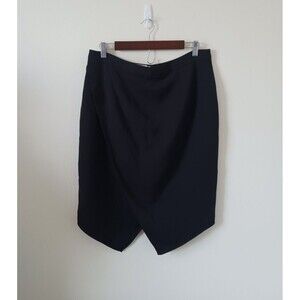 Tahari By Arthur S.Levine Asymmetrical Black Knee Length Skirt Size 14